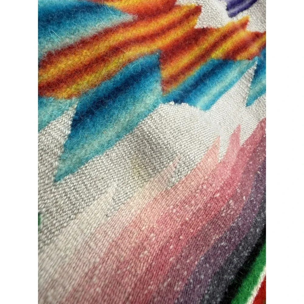 Vintage Mexican Serape Blanket Saltillo Style‎ Southwestern Throw 88x40